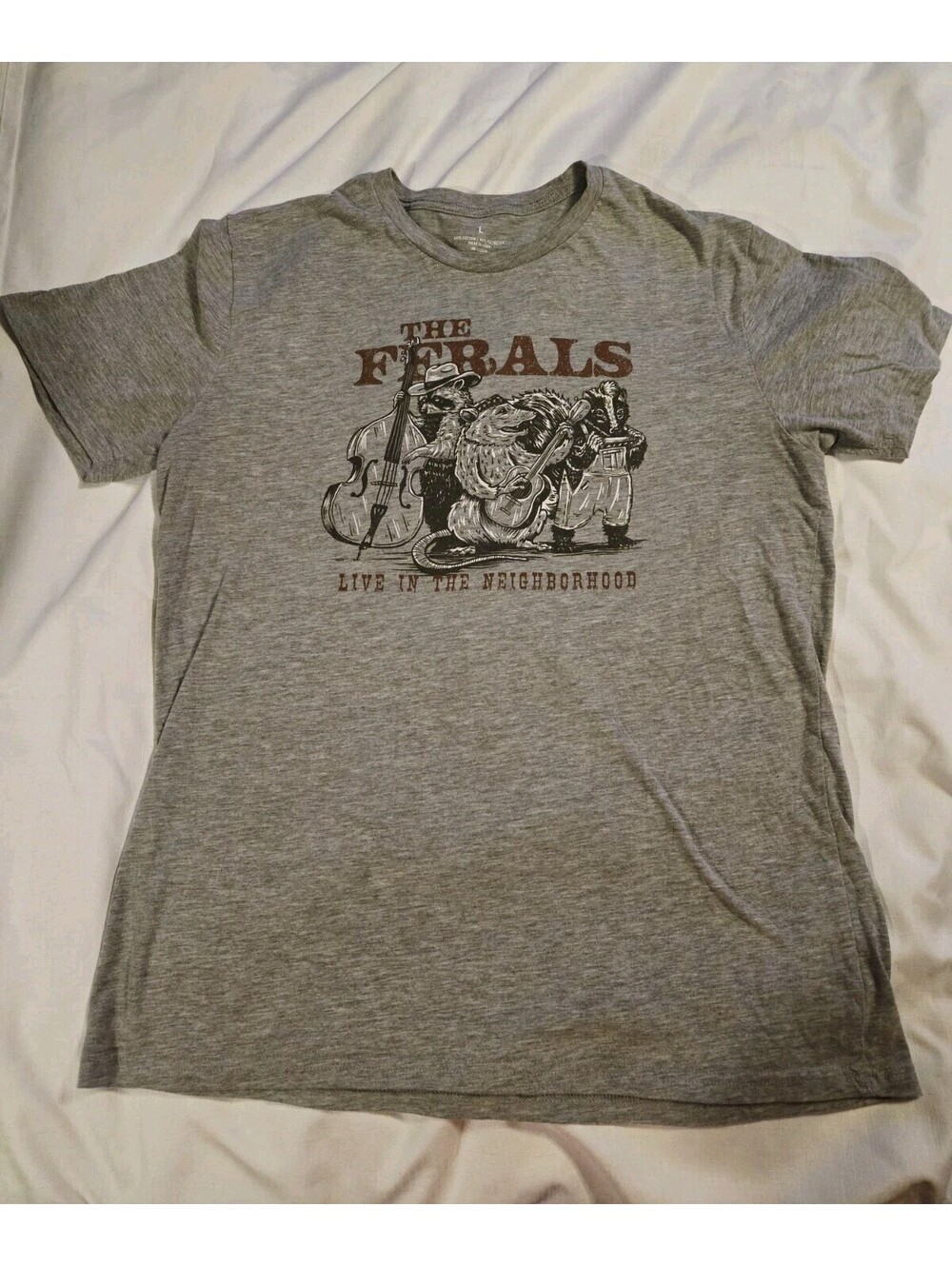 Academy The Ferals Live In The Neighborhood T-Shirt Gray Men's Large Bluegrass